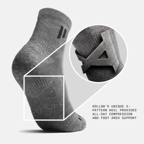 HOLLOW Alpaca Ankle Compression Socks for Women & Men, 15 mmHg, Made in USA - color: Grey, size: Small