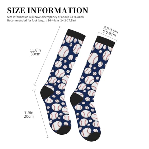 Compression Socks Knee High Circulation Support Socks For Women Men Athletic Running Hiking Cycling - color: Baseball