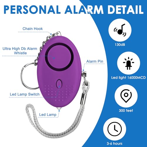 Kanayu 76 Pcs Personal Alarm Bulk 130DB Safe Sound Emergency Safety Self Defense Security Alert Keychain with Led Light Personal Protection Alarm for Women Girls Kids Elderly (Mixed Colors) - color: mixed colors