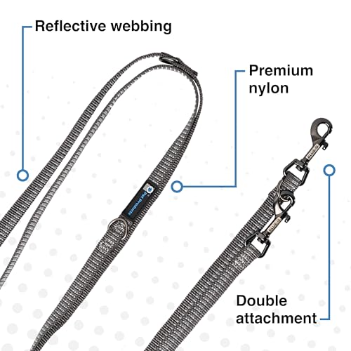 Blue-9 Reflective 6ft Multi-Function Dog Leash with Traffic Loop, Grey, M/L - color: Reflective Grey, size: Medium/Large