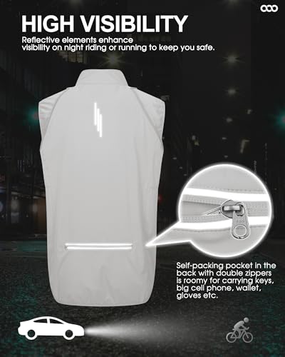 33,000ft Men's Packable Cycling Jacket Waterproof Running Vest Outerwear - color: Cool Gray, size: XX-Large