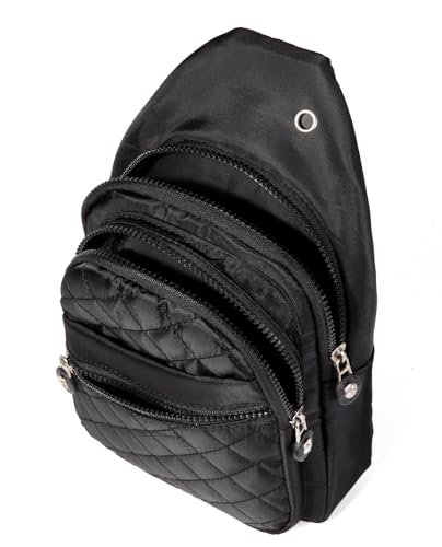 AOSTIHOT Crossbody Sling Bag Small Sling Backpack for Women, Chest Daypack Crossbody Shoulder for Travel Sport Running Hiking - color: A Black