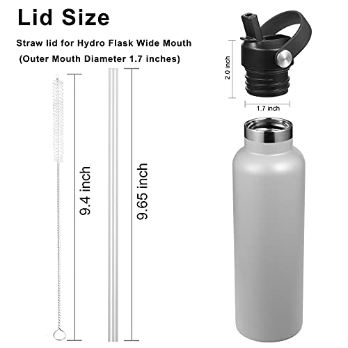 RRegeny Straw Lid fits Hydro Flask Standard Mouth, 21 24 oz, Sports Flex Cap Water Bottle Accessories Replacement Top - color: Black+1pack