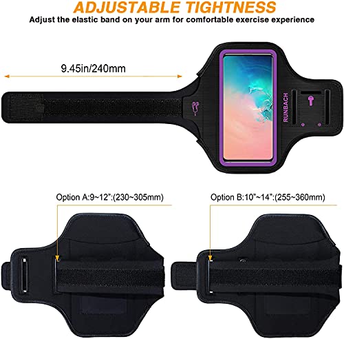 Armband for Samsung Galaxy S26+/S25+/S24+/S23+/S22+/S20+/S10+/S9+/S8+, Running Exercise Gym Bag with Key Holder and Card Slot (Purple) - color: Purple
