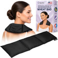 Qomfor - Microwavable Heating Pad - Black - 3-Chamber Design Heat Pack - Therapeutic Heat Wrap for Neck, Shoulders & Period Cramps Pain Relief - Reusable Hot/Cold Therapy Bag - color: Black