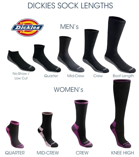 Dickies Men's Dri-Tech Moisture Control Quarter Socks, Available in M-XXL (6, 12, 18 Pairs) - color: Grey (6 Pairs), size: Medium