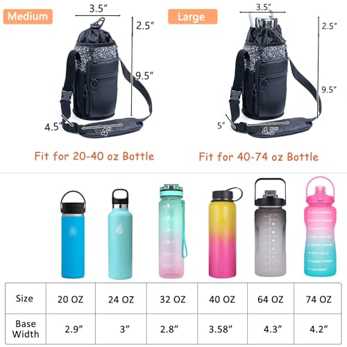 Water Bottle Holder with Strap, Water Bottle Carrier Bag - size: Medium