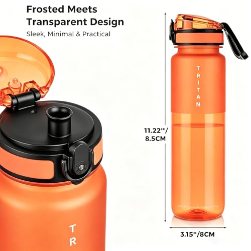 32oz Clear Tritan Water Bottle with Chug Lid - color: Red