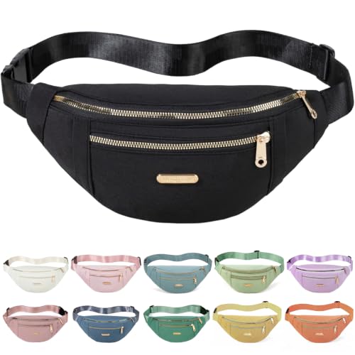 Fanny Packs Crossbody Bag for Women, Waist Pack Jogging Pouch Belt Bag for Outdoors Traveling Hiking - Black - color: Black