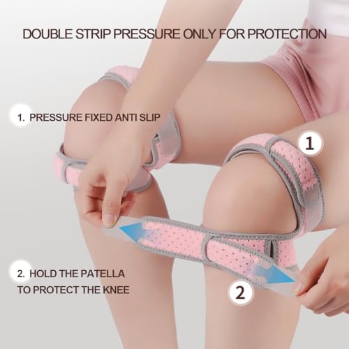 Patella Knee Brace for Women & Men, Patellar Tendon Support Strap for Running, Basketball, Tennis, Gym, Relief for Meniscus Tear, Arthritis, Injury Recovery (1, Pink)