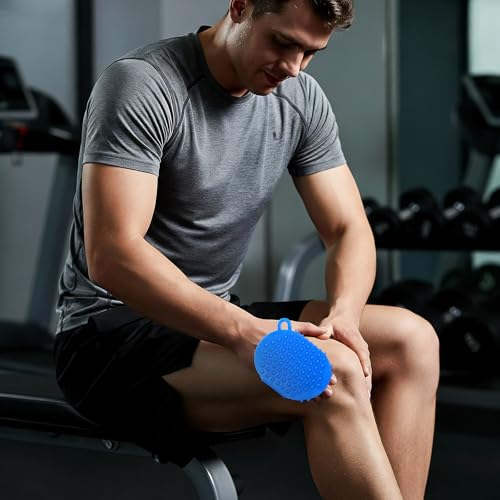 Handheld Massage Glove - 2pcs Palm Shaped Body Roller Tool with 360-degree 7 Roller Balls for Neck Shoulder Back Legs Feet in Shower or Bath, Water-Resistant PVC - 5.2x3.9x1.5in