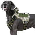 WINGOIN Tactical Dog Harness for Extra Large Dogs, No Pull Dog Harness - color: Green&Camo, size: XX-Large: 110-160 lbs (Chest:36-43",Neck:26-37")