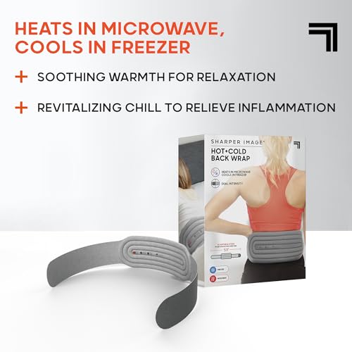 Sharper Image® Hot + Cold Back Wrap, Adjustable Fit, Soothing Heat & Revitalizing Cold Therapy, Portable Ice Pack, Workout Soreness Recovery Compression, Lumbar Heating Pad, Period Cramp Pain Relief