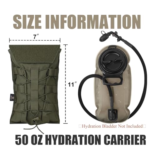 PETAC GEAR 1.5L / 3L Tactical Hydration Pack，Molle Carrier Pouch for 50 oz /100 oz Hydration Bladder Daypack Water Backpack. - color: RG, size: 1.5L bag only