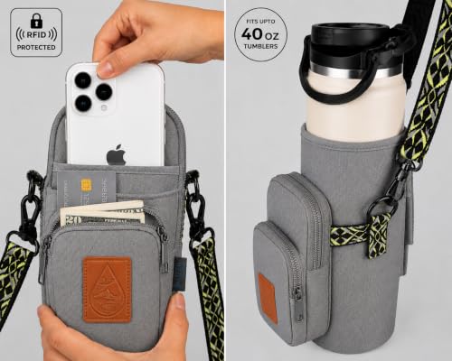 Water Bottle Holder with Strap for Women - color: Grey