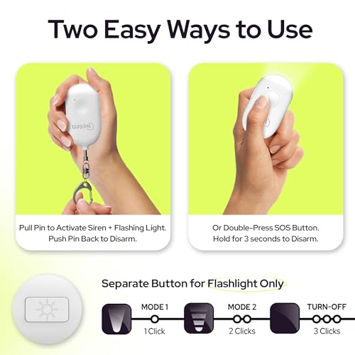 Personal Alarm Keychain for Women Self Defense, 130dB Loud Siren, 2 Pack - color: F - Black&White