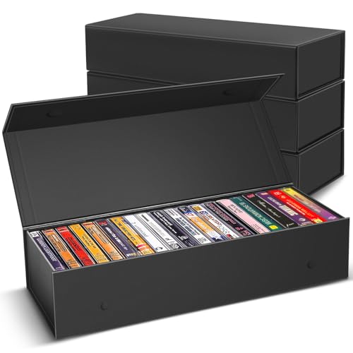 3 Pack Cassette Tape Storage Box, Tape Holder Store 60 Cassette Cases, Media Storage Organizer