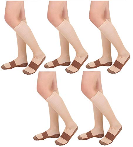 Graduated Compression Socks (5 Pair) Calf High Men Women Support Stocking.