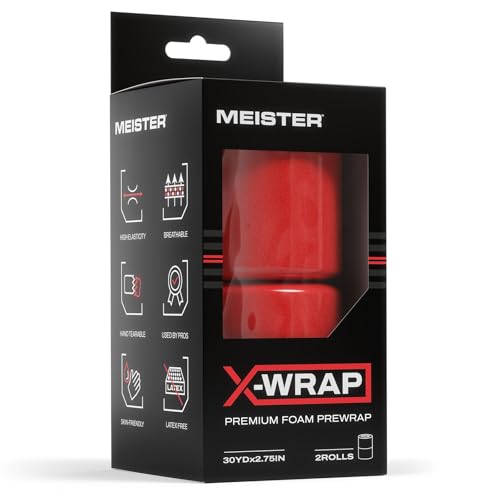 Meister X-Wrap Premium PreWrap - XL Underwrap for Athletic Tape - 30 Yards x 2.75" - Red - 2 Rolls - color: Red