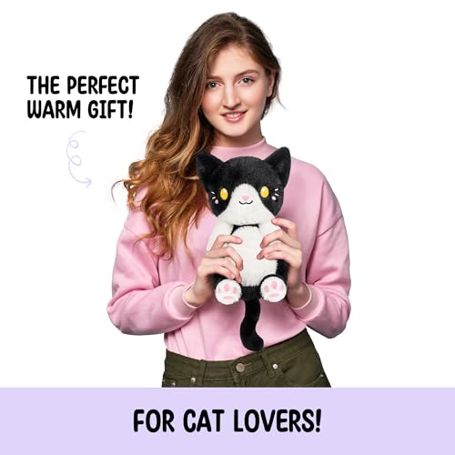 Tuxedo Cat Microwavable 1.5 lbs Unscented Heating Pad for Women and Kids- Cute Soft Cozy Pillow Plush Heatable Warm Stuffed Animals - Kawaii Hot and Cold Plushie - Tuxedo Cat Gifts for Girls and Women - color: Tuxedo Cat