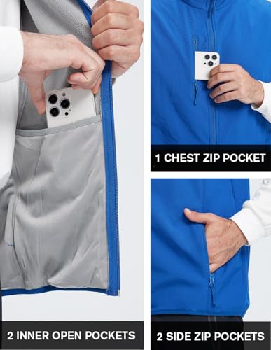 fit space Men's Lightweight Vest Softshell Sleeveless Windproof Jacket with Zipper Pocket Cycling Travel Hiking Running Golf - color: Dark Blue, size: Large