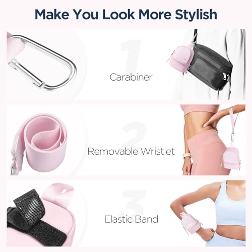 Babysun Mini Backpack Keychain Wristlet Pouch Small Change Coin Purse Cute Zipper Wallet With 3 RFID Card Slots For Women/Men Airpods Cosmetics - color: Baby Pink
