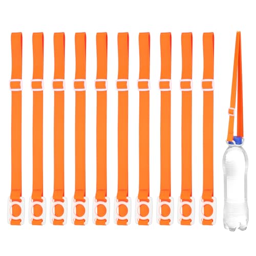 PATIKIL Water Bottle Lanyard, Adjustable Holder Shoulder Strap with Ring Buckle Carrier Clips for Walk Outdoor - color: Orange/White
