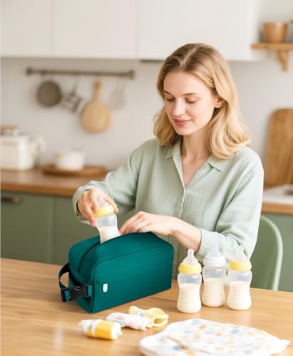 Small Insulated Lunch Bag: Reusable Small Lunch Box, Mini Soft Cooler Bag - color: Peacock