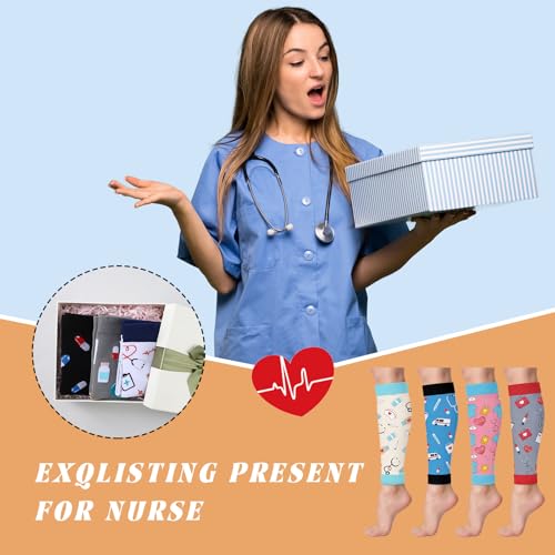 Hercicy 6 Pairs Nurse Calf Compression Sleeve Thank You Gift, Fresh - style: Fresh