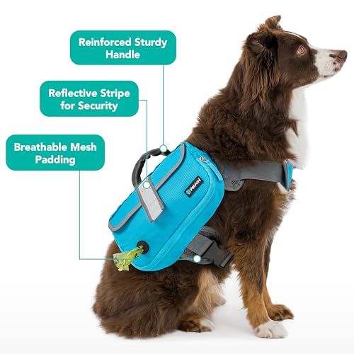 PetAmi Dog Backpack for Medium Large Dogs, Hiking Saddle Bag, Blue - color: Blue, size: Medium