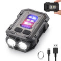 Mini EDC Flashlight, Small Powerful Keychain Flashlight with Sidelight, High Lumens 800lm, USB-C Rechargeable, Keychain Light with Clip - 8 Mode, IPX4 Waterproof, for Hiking, Running, Black