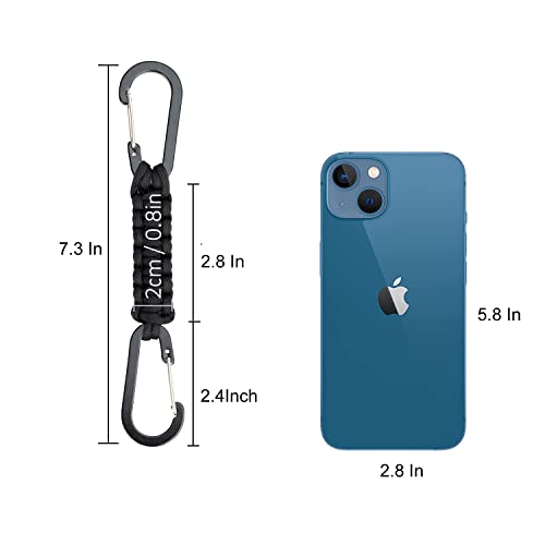 BRAVESHINE Paracord Keychain Carabiner Clip | D Ring Hanger Lanyard Hook - color: Black