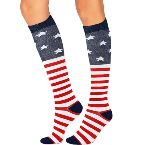 Compression Socks for Women Festival Knee High Socks Calf Stockings - color: American Flag-01, size: Large