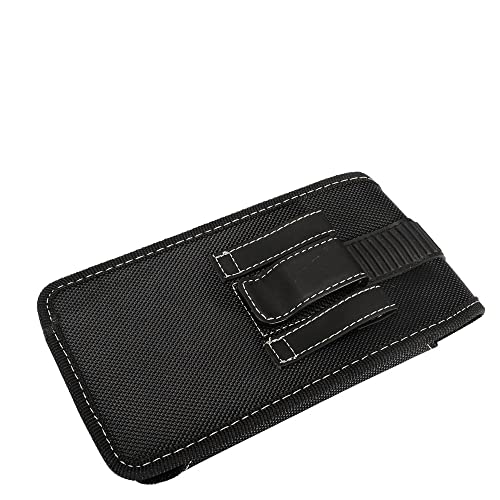 Nylon Cellphone Holster for Cricket Magic 2 5G, Motivate Max, TCL 40 50 60 XE XL Samsung S22 S23 S24 S25 Ultra Vertical Case Canvas Waist Carrying Pouch with Belt Clip/Loops, Black - size: Large