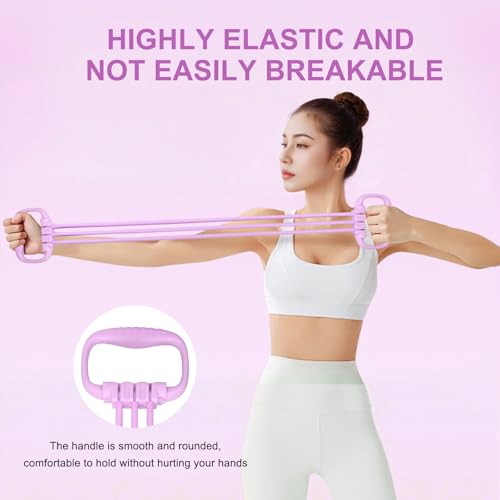 6 Gear Adjustable Resistance Bands with Handles 15-90LBS Home Gym - color: purple