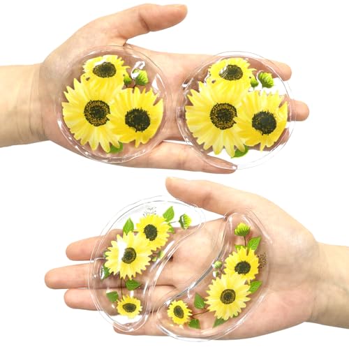 4PCS Gel Eye Ice Pack Set Reusable, Cold and Hot Compress for Eyes - color: Yellow Flowers
