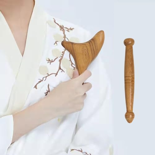 Honbay 2PCS Reflexology Tools Wood Body Massager Triangle Gua Sha Board Scraping Board Foot Massage Stick Tool Head Neck Hand Waist Calf Leg Foot Massager (Camphor Wood) - color: Camphor Wood