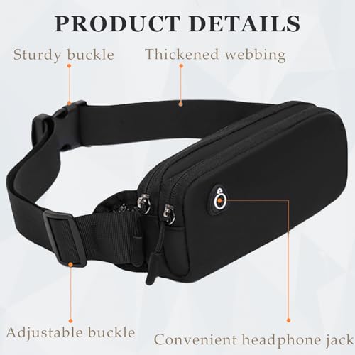 Running Belt for Women Waterproof Slim Running Belt Fanny Pack Ultra Light Waist Pack Bag Adjustable Running Waist Pouch Phone Holder for Hiking Cycling Workout Sports with Headphone Port