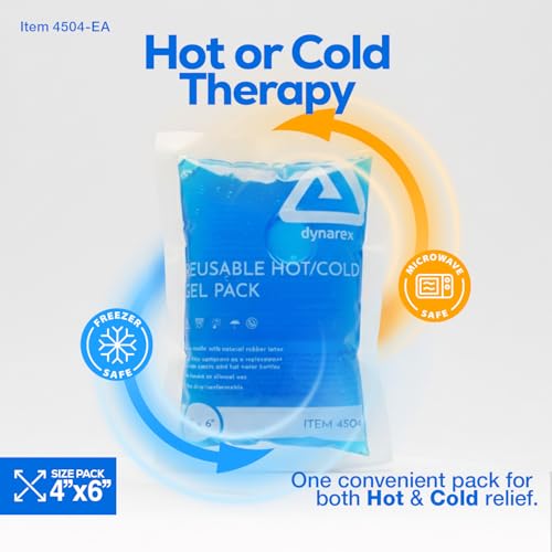 Dynarex Reusable Hot and Cold Gel Pack - 4" x 6" - Multi Purpose Compress for Injuries - Easy to Microwave or Freeze - First Aid, Sports, Home Use - 1 Count