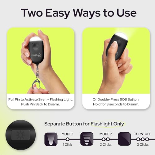 Rechargeable Personal Alarm Keychain for Women, 130dB Siren, Black - color: A - Black