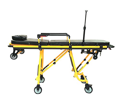 MS3C-200S Professional Ambulance Stretcher, IV Pole, One Man Loading, Collapsable Side Rails, Weight Capacity 350 lbs