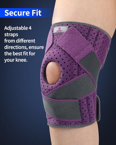 ABYON Knee Brace for Women/Men Meniscus Tear, ACL, Arthritis.Knee Support with Dual Side Stabilizers & Crossed Compression Straps Maximum Support for Knee Pain Relief and Fast Recovery - color: Purple-01, size: 2X-Large/3X-Large (Pack of 1)