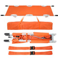 TrelaCo Folding Stretcher 81 x 21.3 x 5.4 Inch Aluminum Alloy Collapsible Gurney Emergency Portable Stretcher with Heavy Duty Handles Rubber Feet for Ambulance Patient Transport, Orange