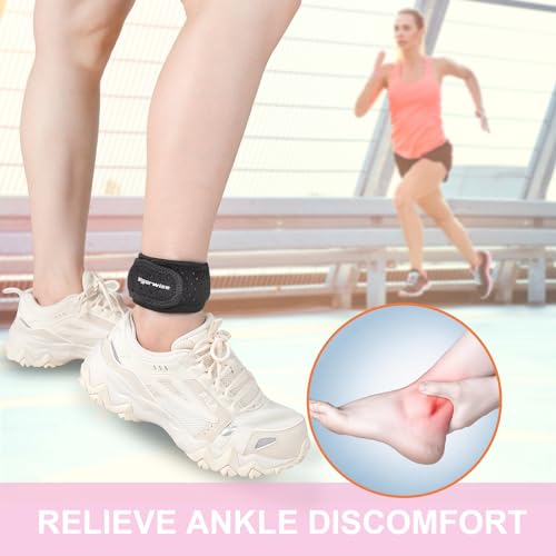 Achilles Tendonitis Brace for Women, 1Pcs Adjustable Ankle Brace with Silicone Pad for Running Hiking Sports, Pink - color: Pink