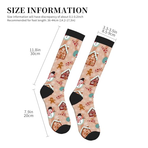 Compression Socks, Unisex 15-20 mmHg Knee High Support Socks - color: Gingerbread House