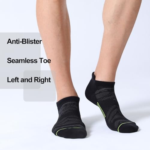 FITRELL Men's 6 Pack Ankle Running Socks Low Cut Cushioned Athletic Sports Socks 7-9/9-12/12-15 - color: Black+gray-green-red, size: 7-9