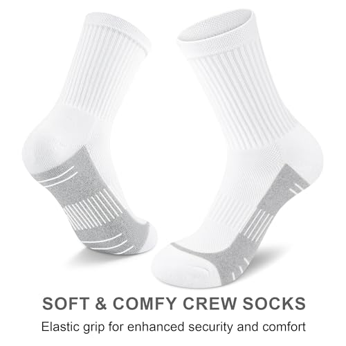 cuangya Women Crew Socks Athletic Cushioned Running Hiking 3-5 Pairs - color: 3 Pairs White, size: 10-12