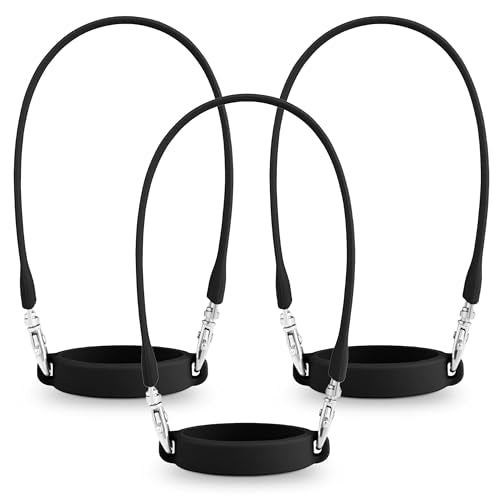 Ryan & Rose Water Bottle Handle 3 Pack - Silicone Water Bottle Sling, Carrier, Holder with Strap for Stanley Cup Accessories - color: Flat Black (3 Pack)
