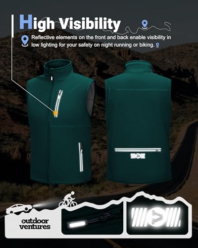 Outdoor Ventures Men's Running Golf Vest Outerwear Lightweight Windproof - color: Dark Green, size: Large
