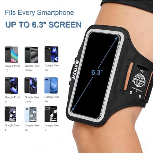 Running Armband Phone Holder with Headset Locker Fits up to 6.3" - size: G6.3"